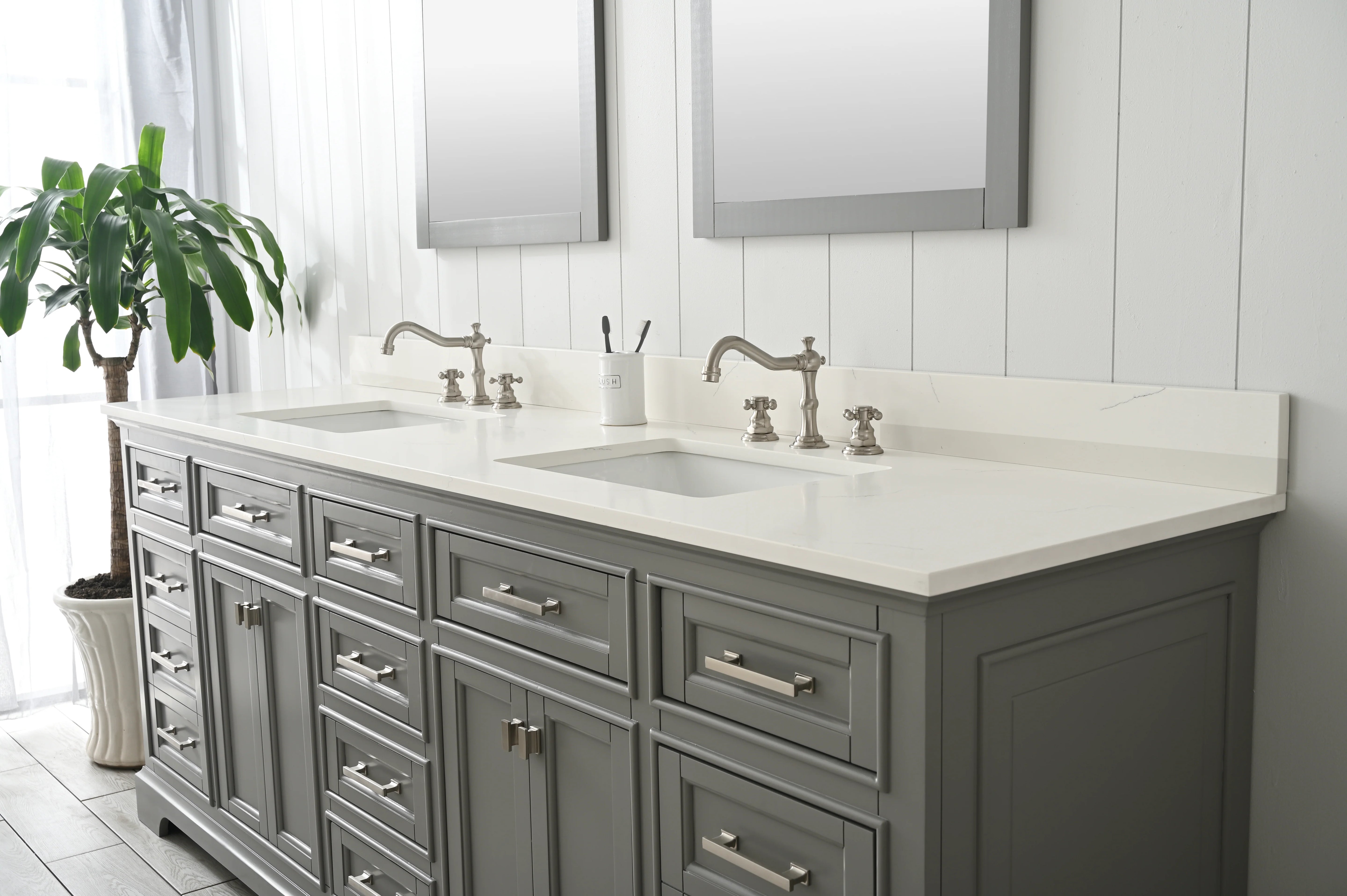 Milano 84" Double Sink Vanity with White Quartz Top