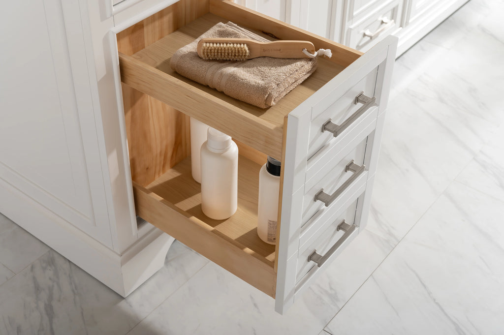 Milano 84" Double Sink Vanity with White Quartz Top