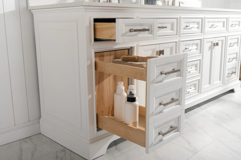 Milano 84" Double Sink Vanity with White Quartz Top