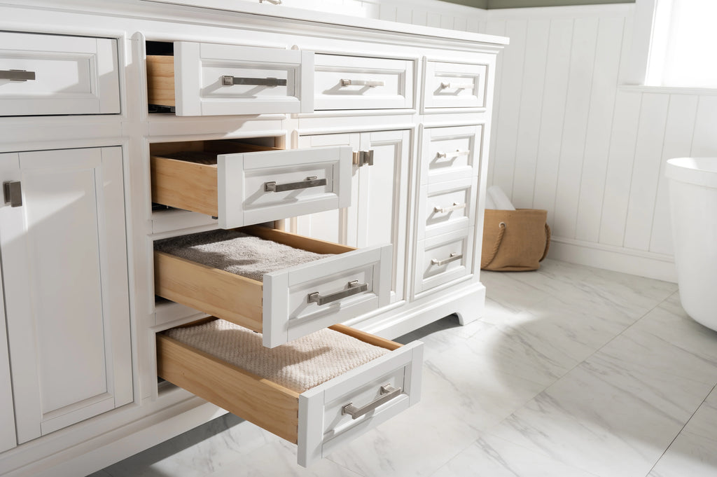 Milano 84" Double Sink Vanity with White Quartz Top