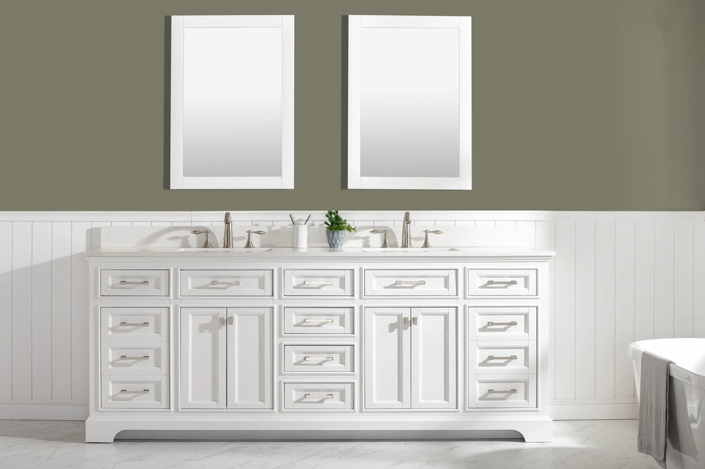 Milano 84" Double Sink Vanity with White Quartz Top