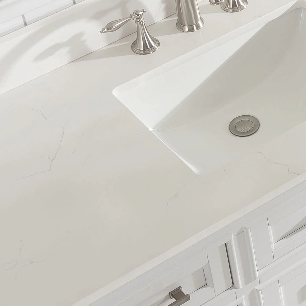 Milano 84" Double Sink Vanity with White Quartz Top
