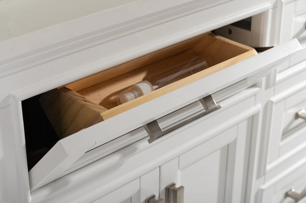 Milano 84" Double Sink Vanity with White Quartz Top