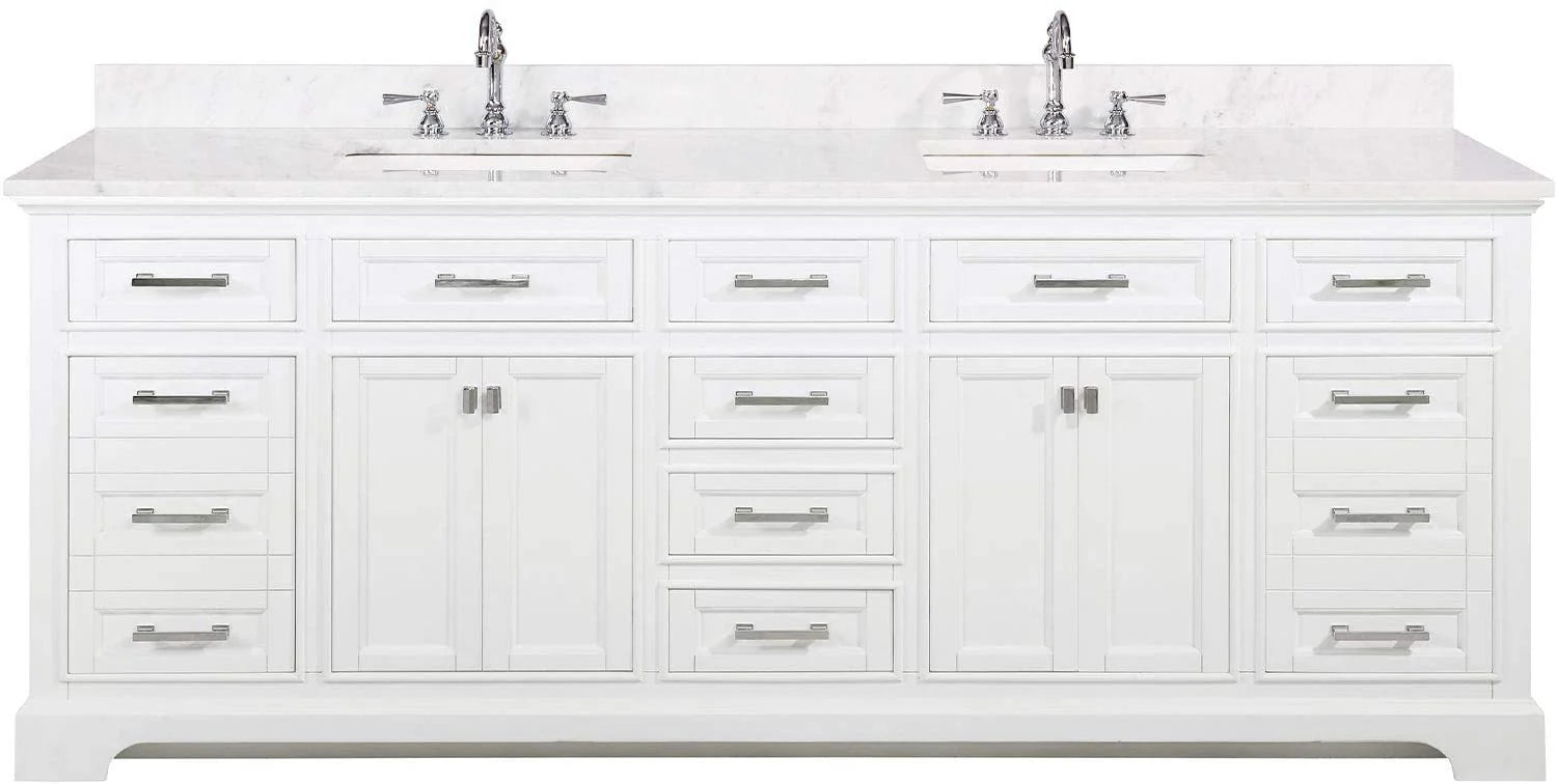 Milano 84" Double Sink Vanity with White Quartz Top