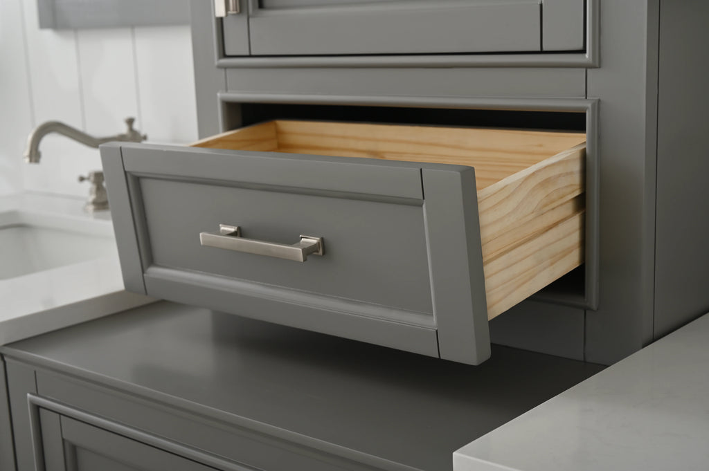 Milano 84" Modular Double Sink Vanity Set with White Quartz Top