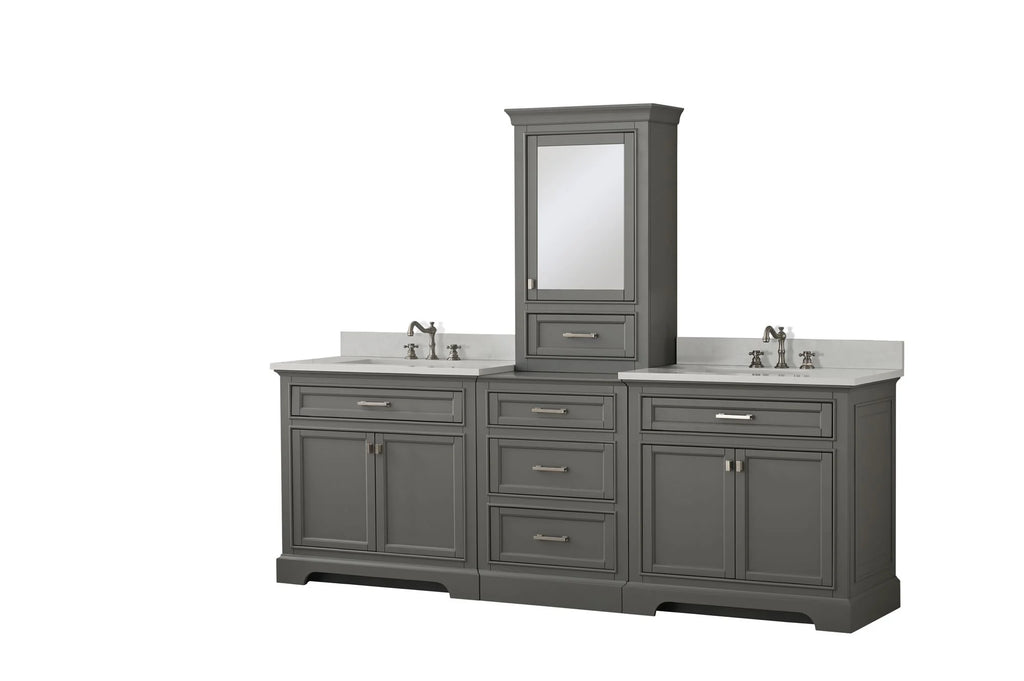 Milano 84" Modular Double Sink Vanity Set with White Quartz Top