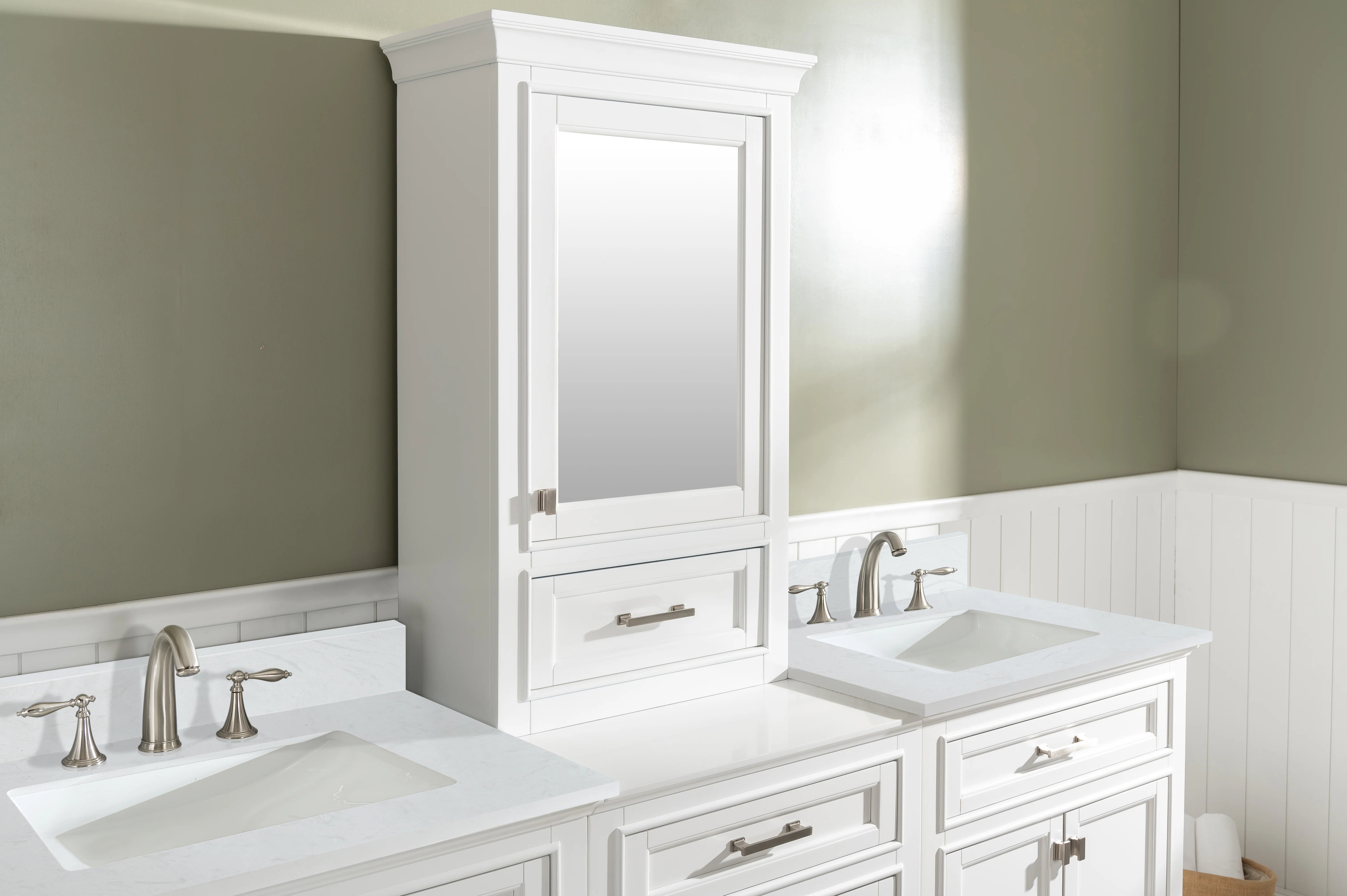 Milano 84" Modular Double Sink Vanity Set with White Quartz Top