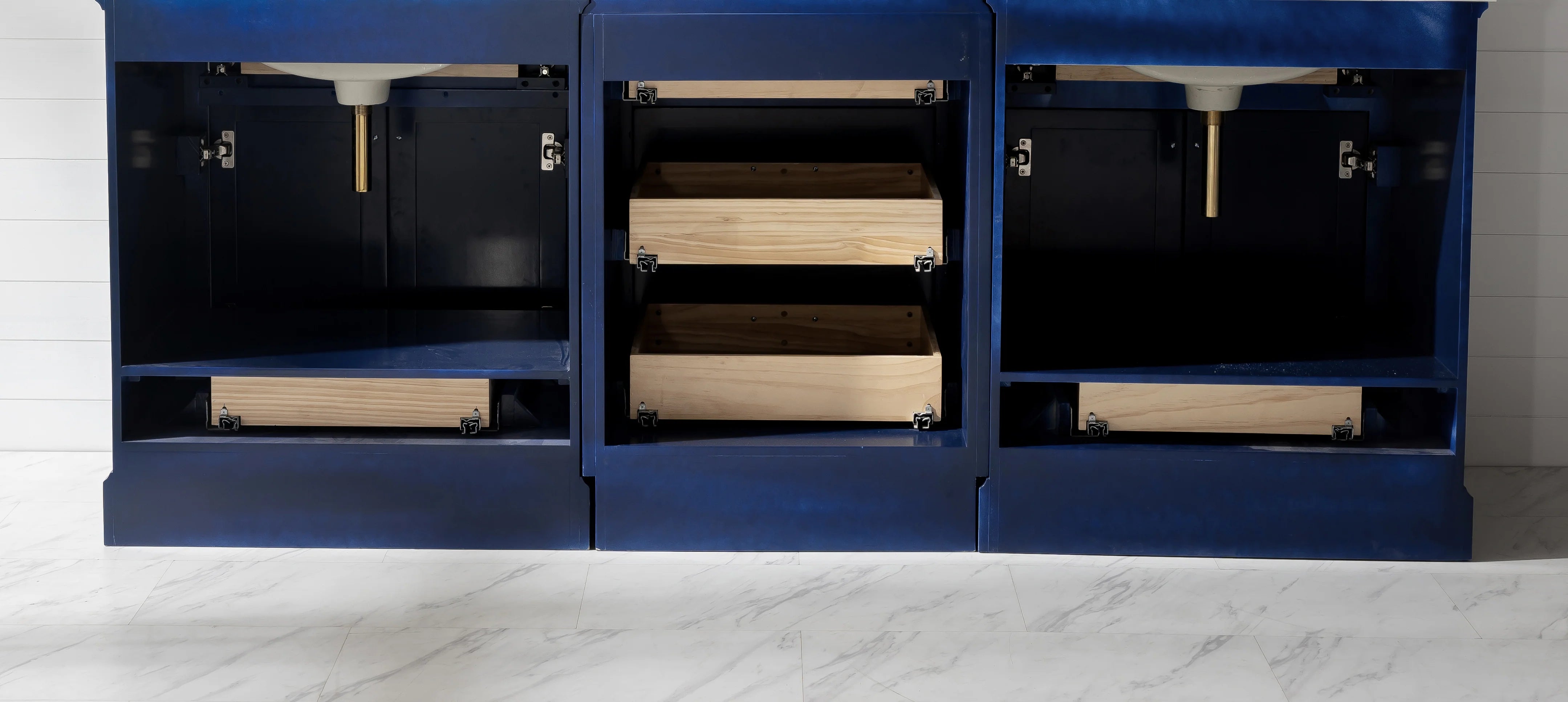 Milano 96" Modular Double Sink Vanity Set with White Quartz Top