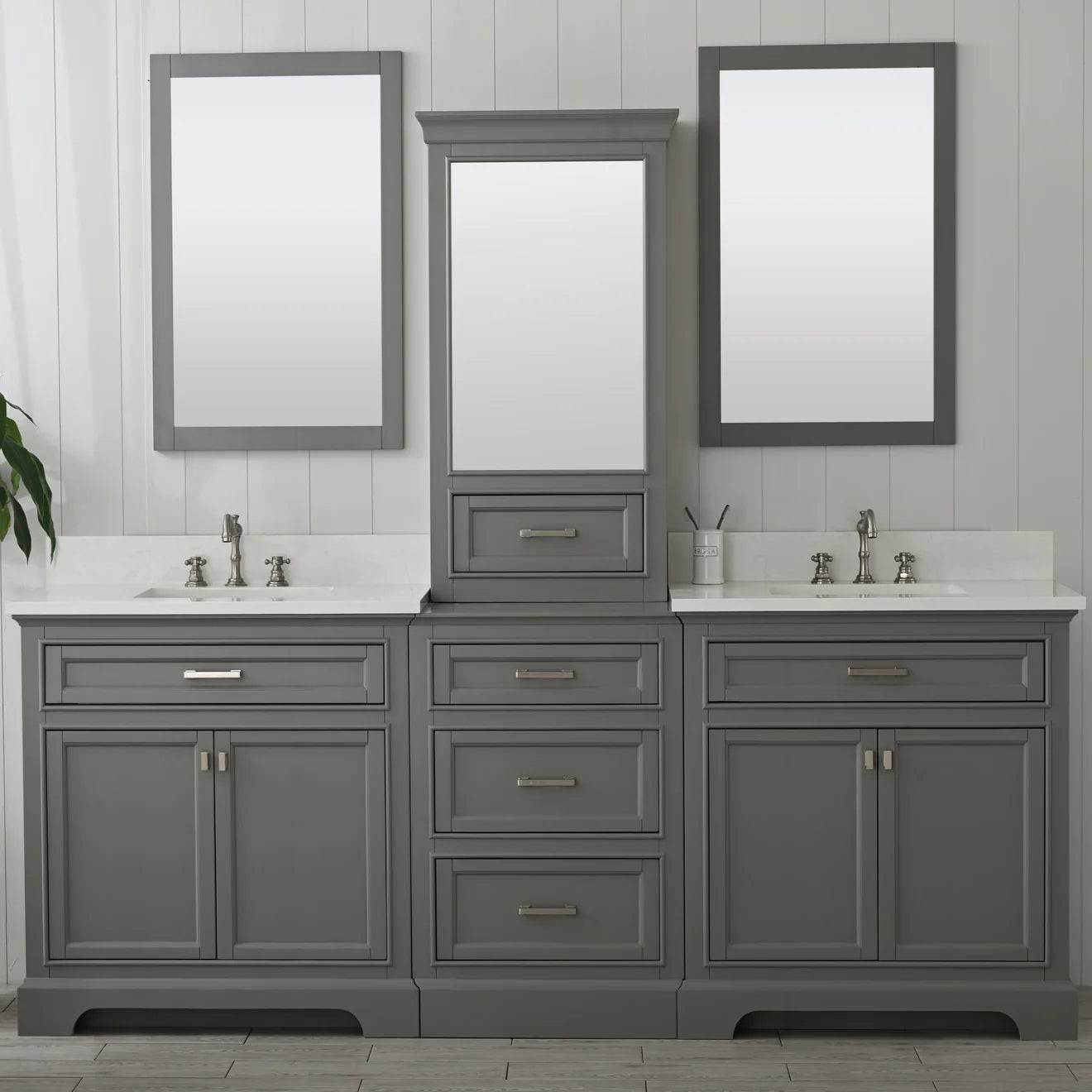 Affinity 25" Single Sink Vanity in White & Gray Carrara Marble Top
