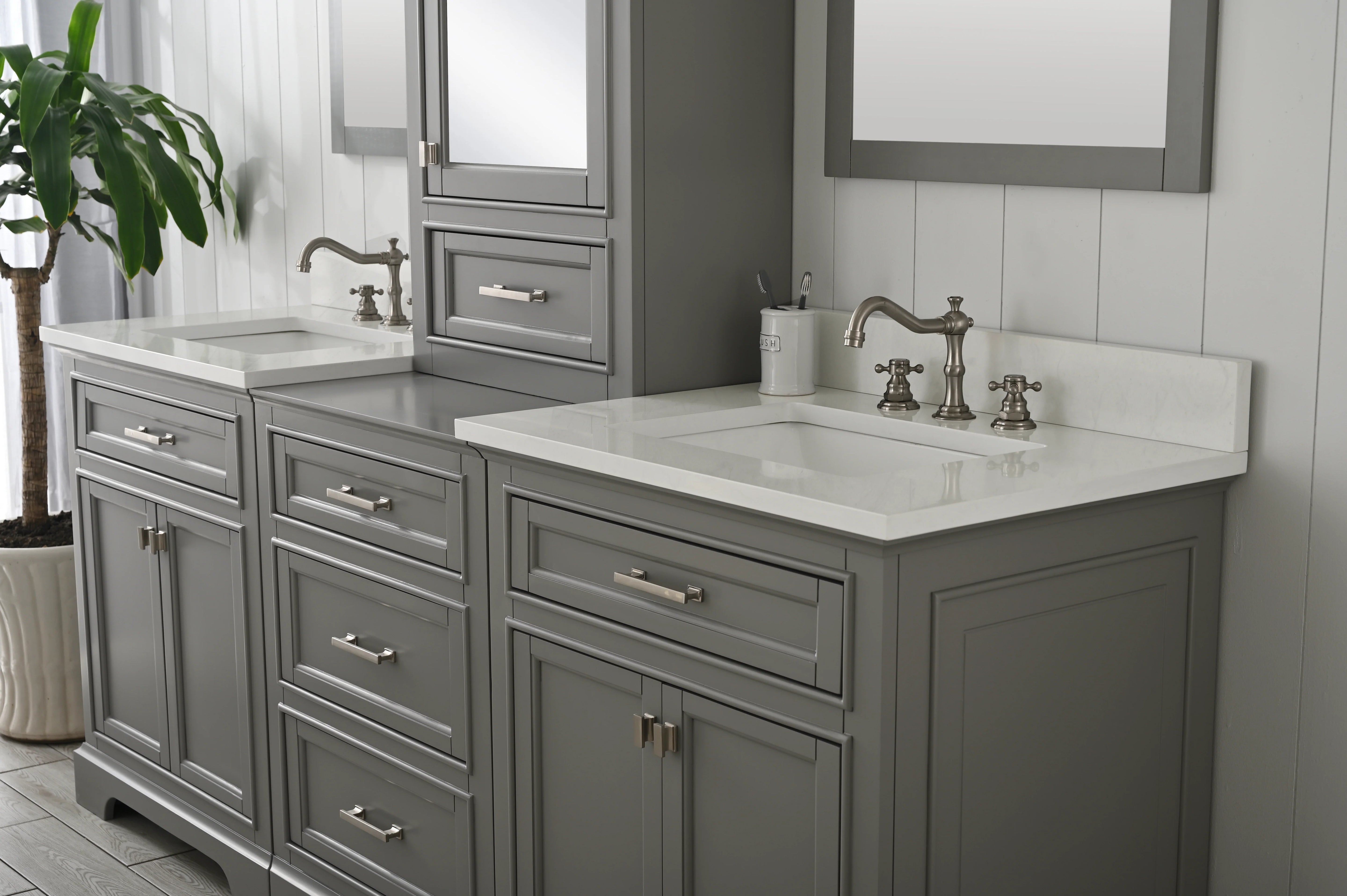 Affinity 25" Single Sink Vanity in White & Gray Carrara Marble Top