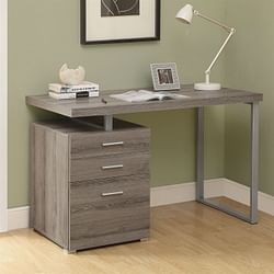 Modern Left or Right Facing Home Office Computer Desk in Dark Taupe - Free Shipping