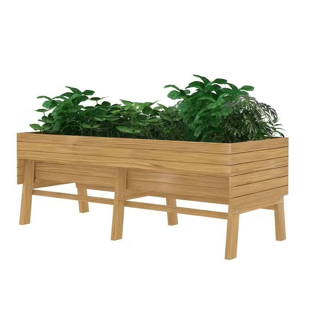 Outdoor Modern Natural Cedar Wood Raised Garden Bed Planter 70-inch x 31-inch - Free Shipping