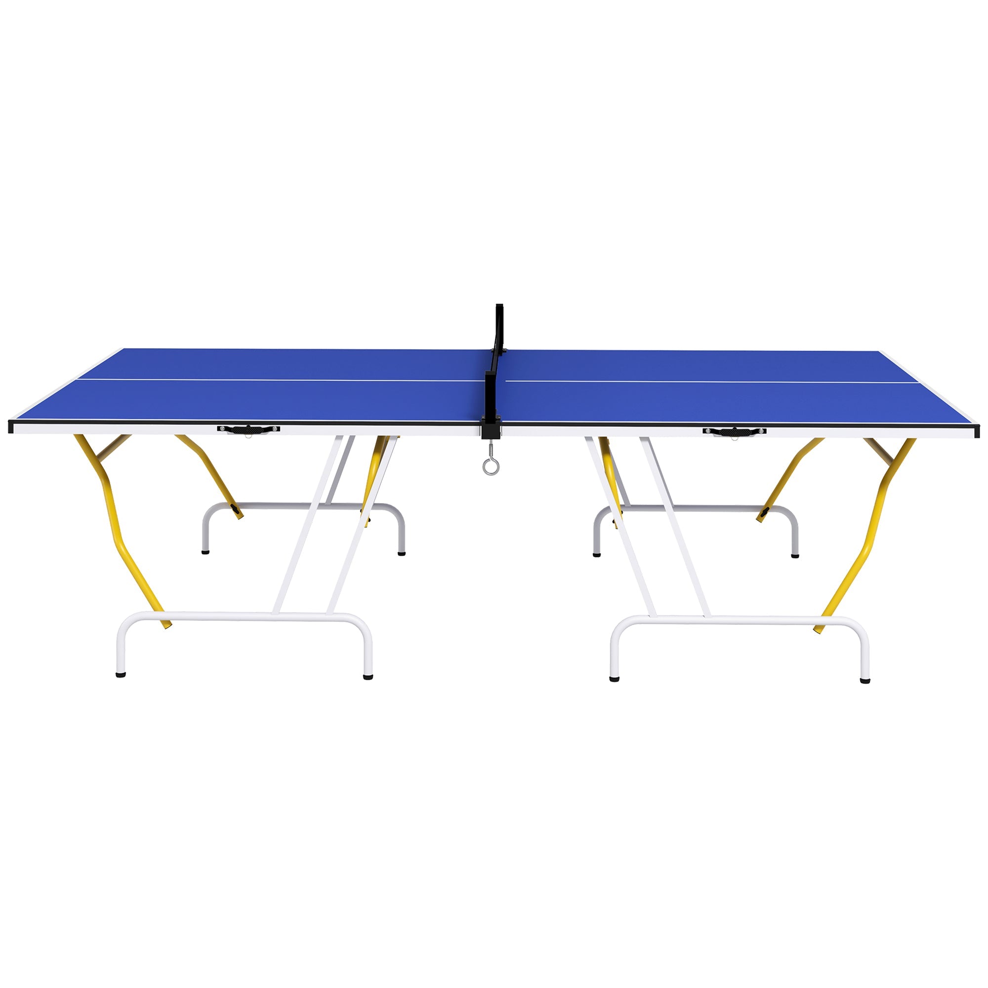 Soozier Full Size Table Tennis Table, Folding Ping Pong Table with Paddles and Balls, Blue