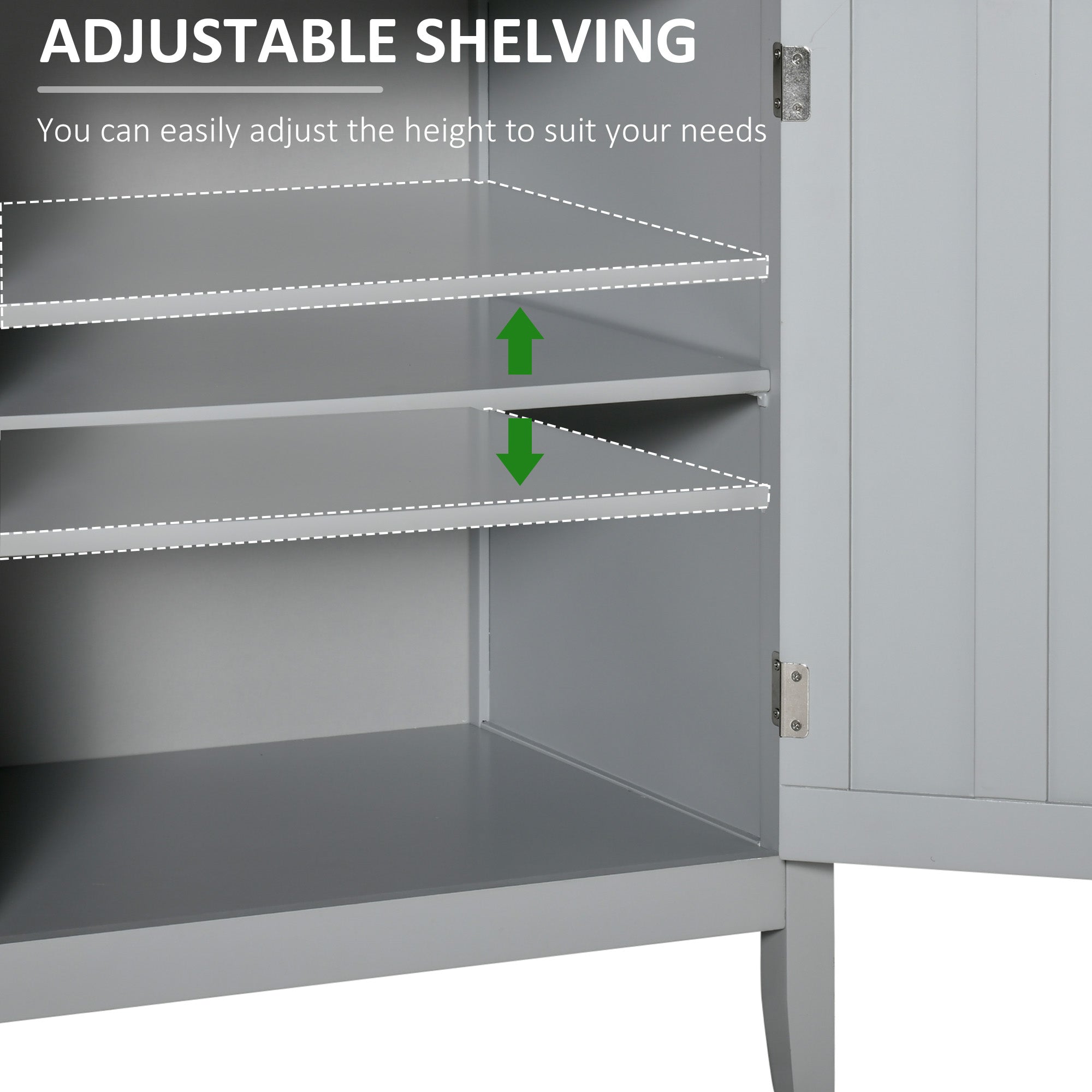 HOMCOM Grey Wall-Mounted Buffet Cabinet: Sideboard Bar Cabinet with Adjustable Shelves, 2 Doors for Kitchen, Dining Room, 41.75"W