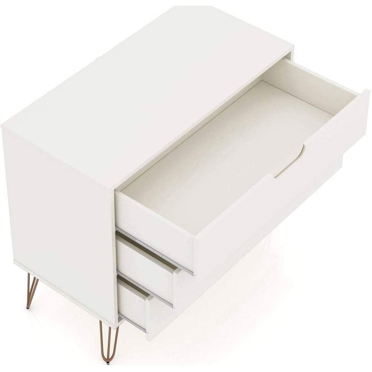 Modern Scandinavian Style Bedroom 3-Drawer Dresser in Off-White Finish - Free Shipping