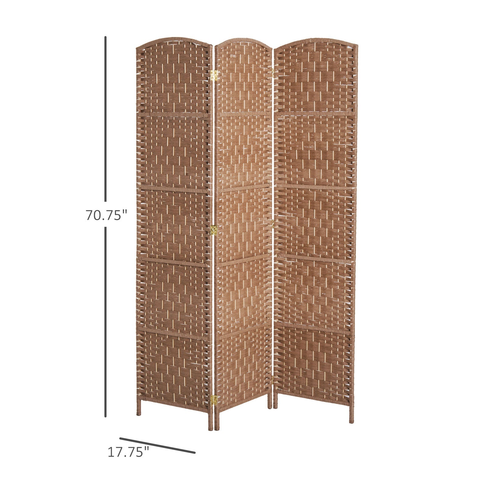 HOMCOM Natural Woven Room Divider: 6 Tall Wicker Weave Panels, 3 Panel Privacy Screen, Blonde Wood for Indoor Spaces