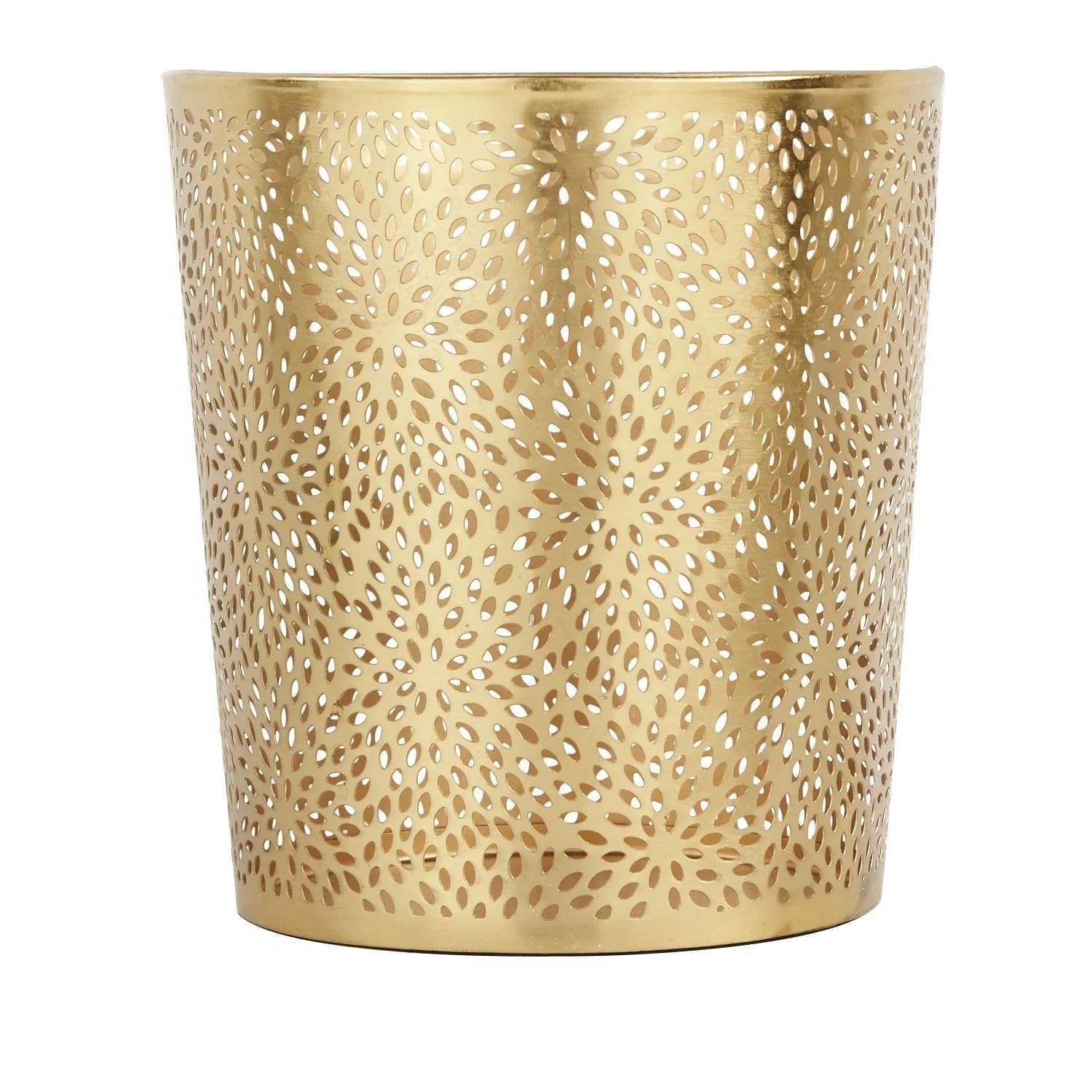 1.3 Gallon Round Perforated Copper Gold Metal Waste Basket Trash Can - Free Shipping