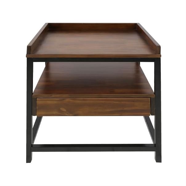 Modern Solid Wood 1-Drawer End Table Nightstand in Mocha Brown and Black Finish - Free Shipping