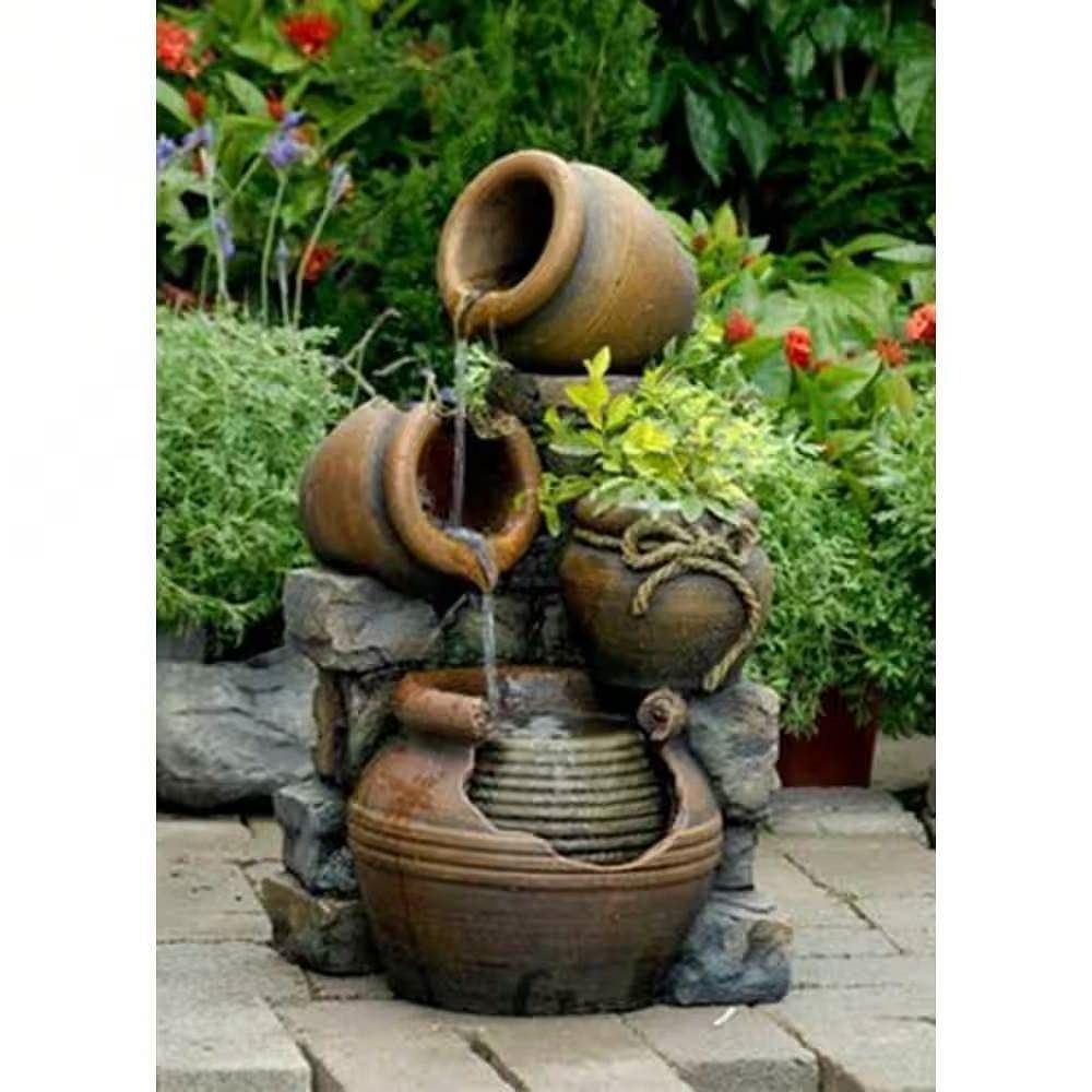 2-in-1 Outdoor Polyresin 15-Gallon Pouring Pots Water Fountain Planter - Free Shipping