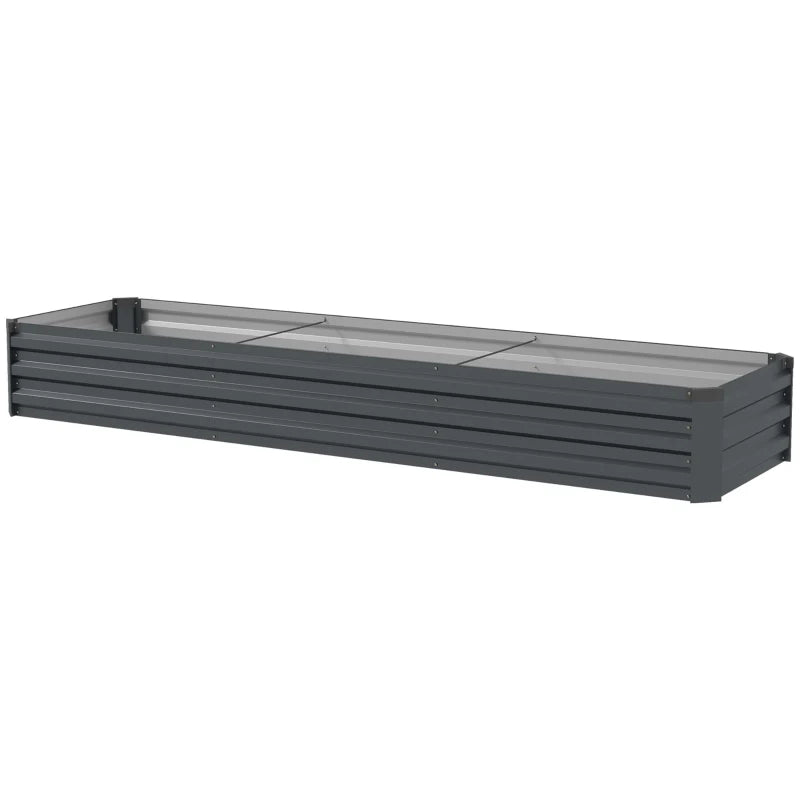 8'x2'x1' Galvanized Raised Bed, Large Elevated Planter Box for Growing Flowers, Herbs and Vegetables, Dark Grey