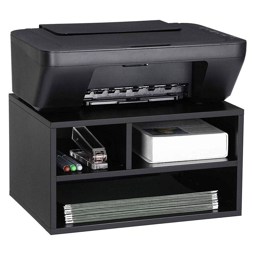 Modern Sturdy Black Metal Office Printer Stand with 2-Shelves - Free Shipping