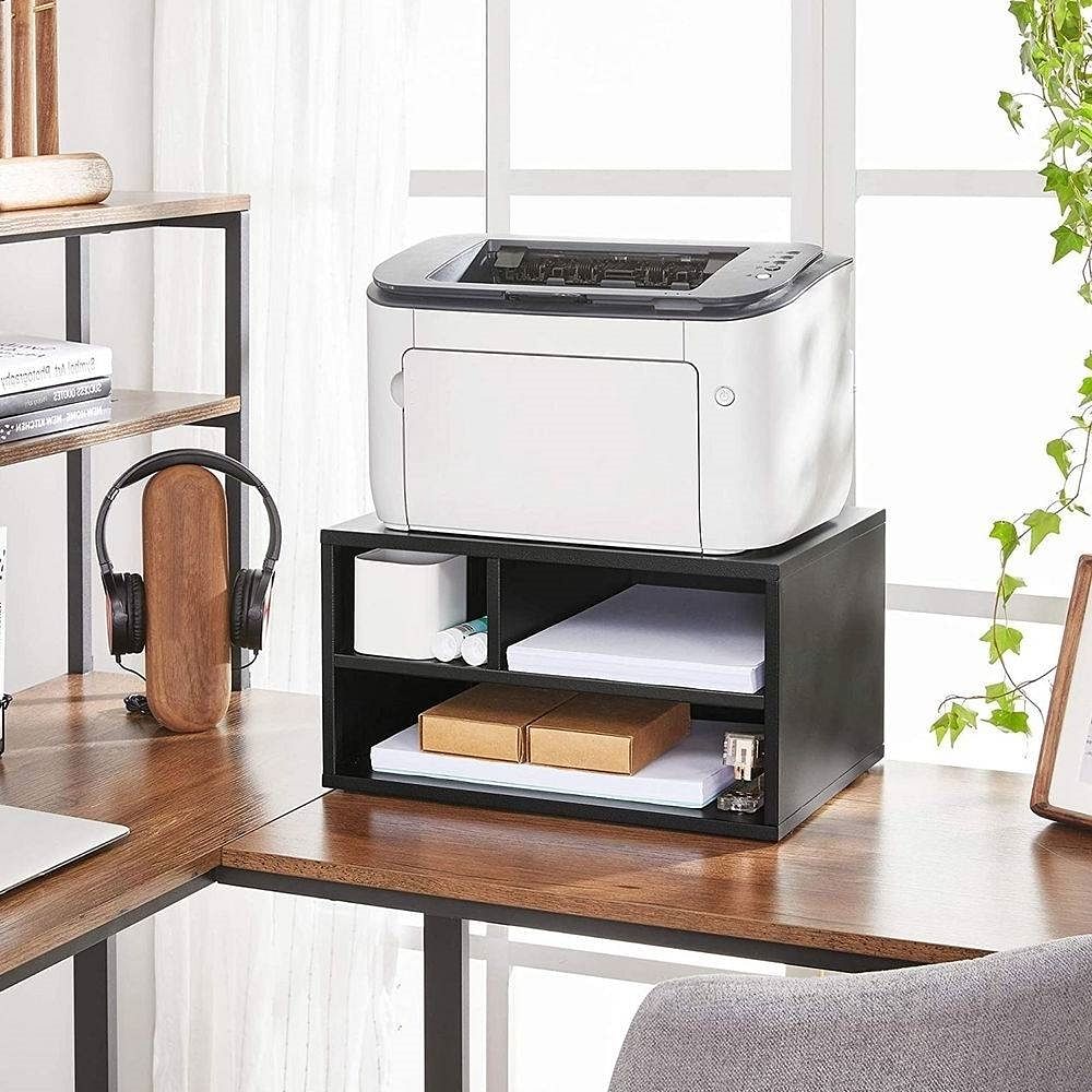 Modern Sturdy Black Metal Office Printer Stand with 2-Shelves - Free Shipping