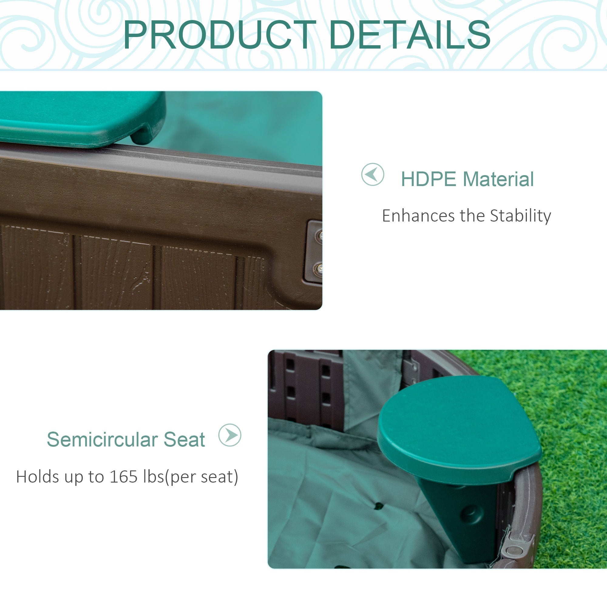 Outsunny Childrens Sandbox with Canopy Cover Corner Seats Easy Assembly Outdoor Sand Play Area for Garden Backyard