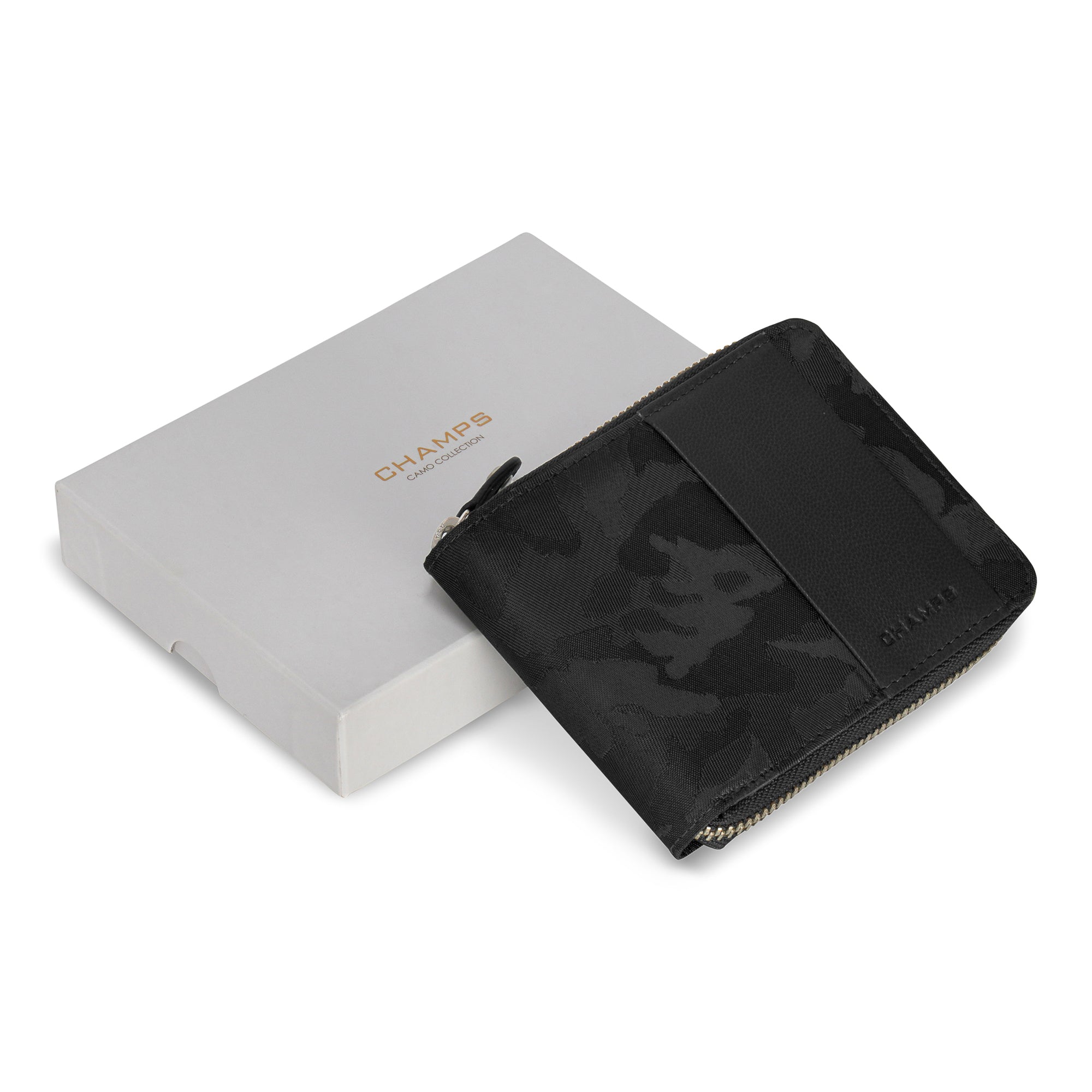 Camo / Leather Zip Around Wallet