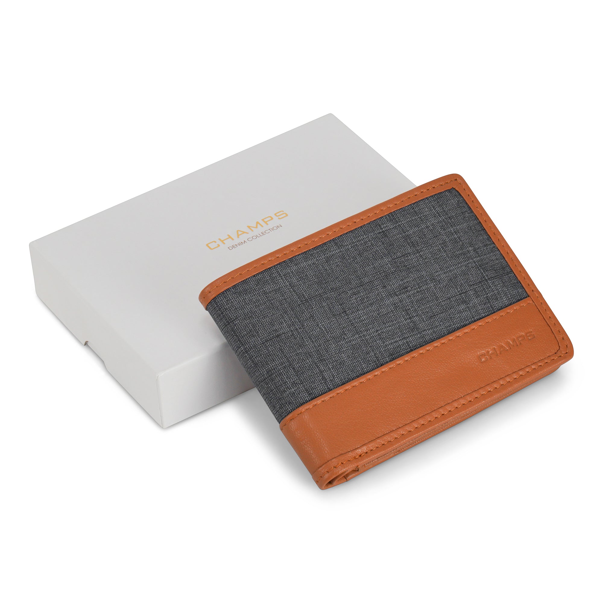 Denim / Leather Zip Around Wallet