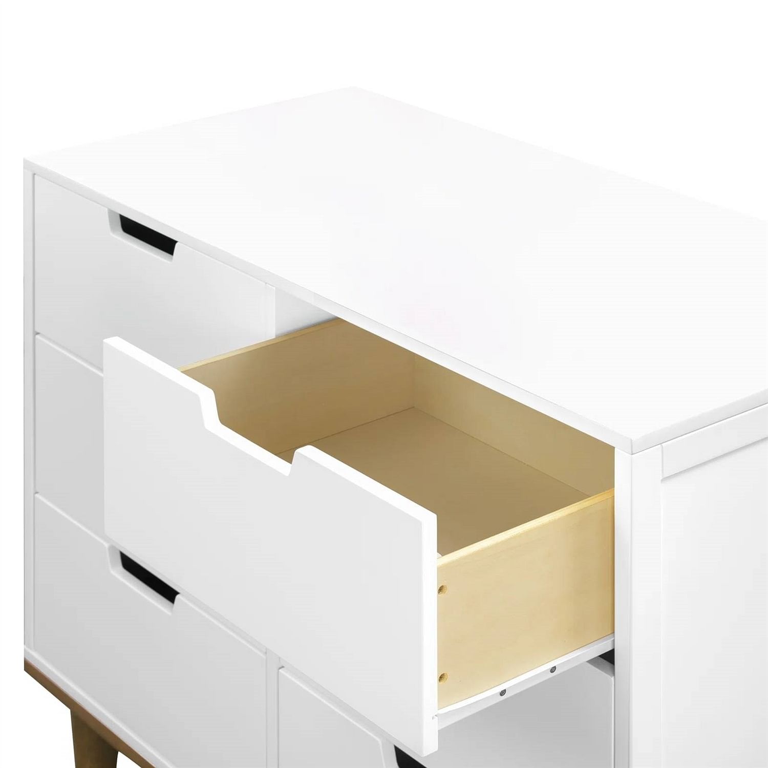 Modern Mid-Century Style 6-Drawer Double Dresser in White Walnut Wood Finish - Free Shipping
