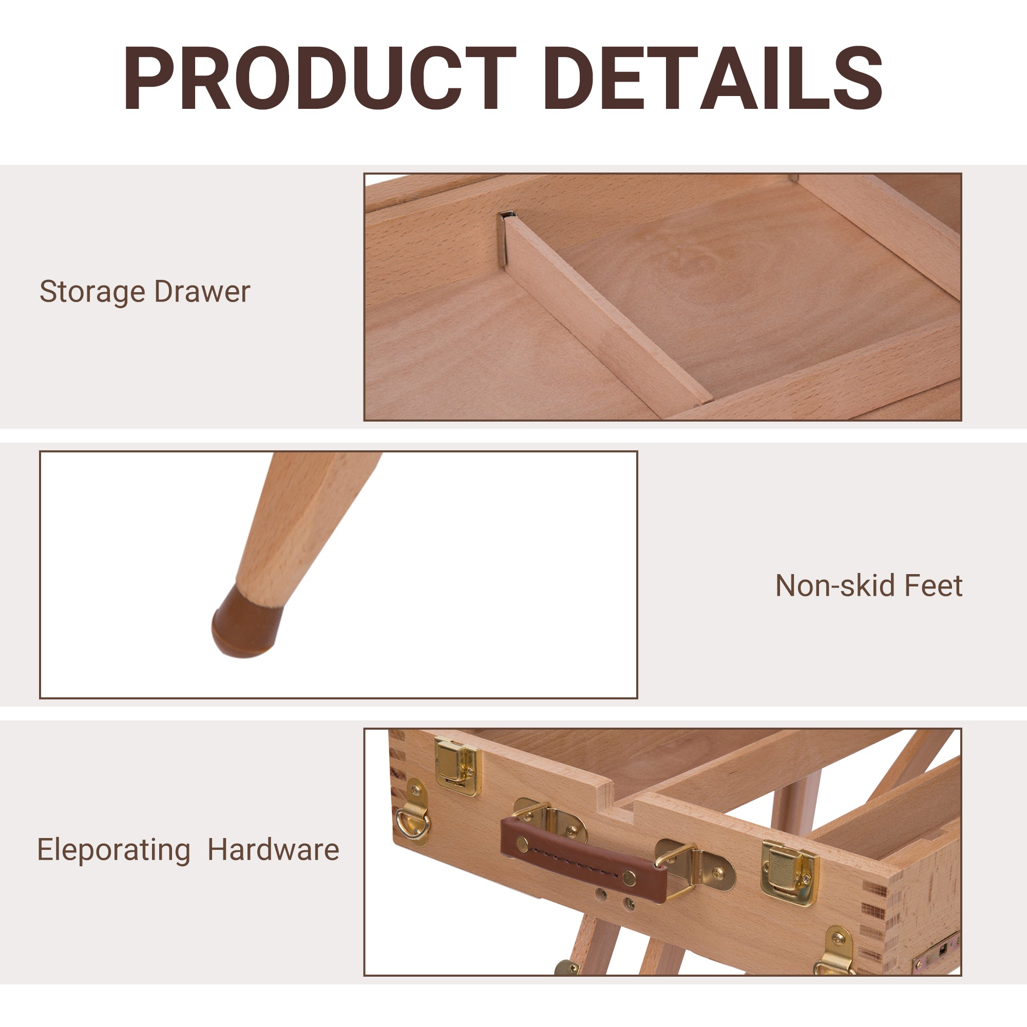 HOMCOM Foldable Art Easel 72.4" Portable Sketch Box French Style Wood Stand Drawer Palette Shoulder Strap Hold Canvas Artist Supplies