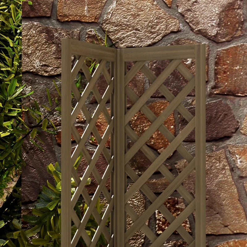 Raised Garden Bed Wood Planter with Trellis for Vine Climbing, 16" x 16" x 57", Carbonized