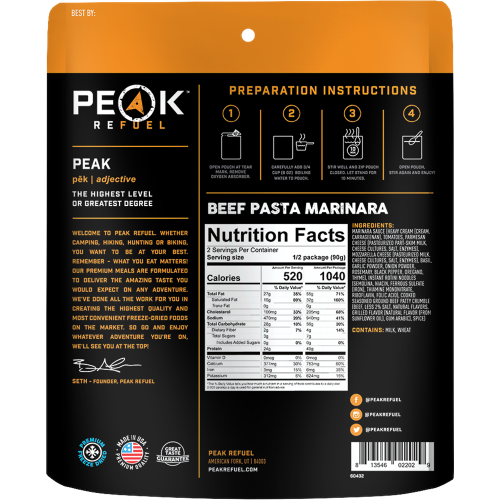 Peak Refuel Beef Pasta Marinara