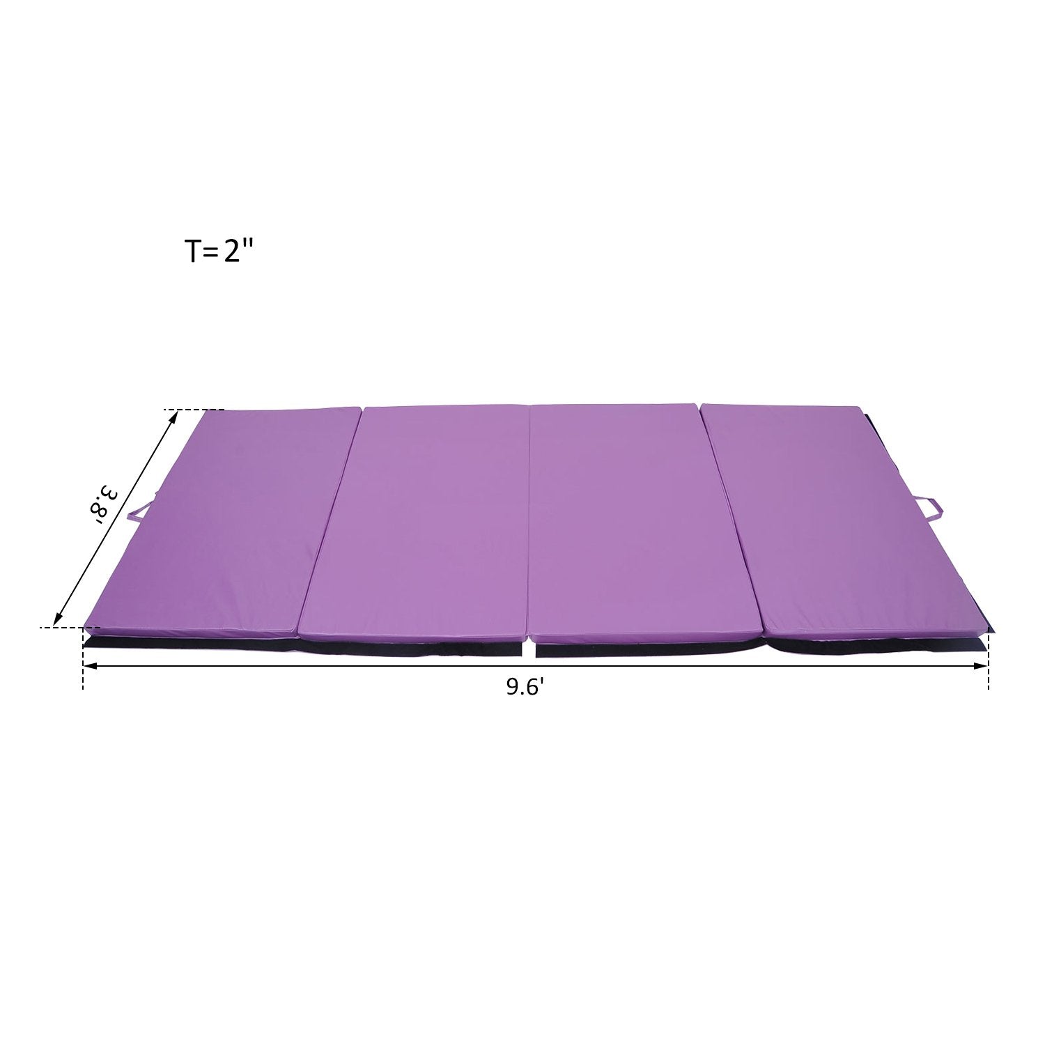 Soozier Tumbling Mats 4' x10''x2” PU Leather Gymnastics Mat Tapis De Gym Tumbling Gym Arts Folding Yoga Exercise Pad 4 Panel Purple