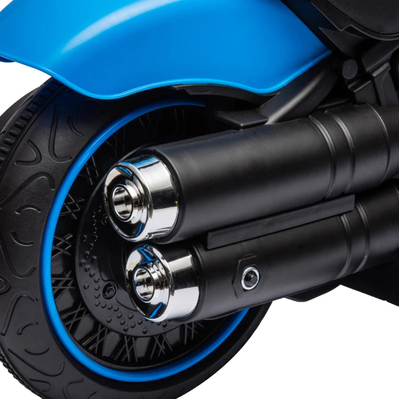 Aosom 6V Kids Motorcycle with Training Wheels, Foot Pedal, Headlight, Music, Forward/Reverse, Single-Button Start, Blue