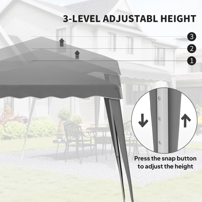 8' x 8' Pop Up Canopy, Outdoor Foldable Tent, Portable Canopy Tent with Carrying Bag for Camping, Party, Picnic, Grey