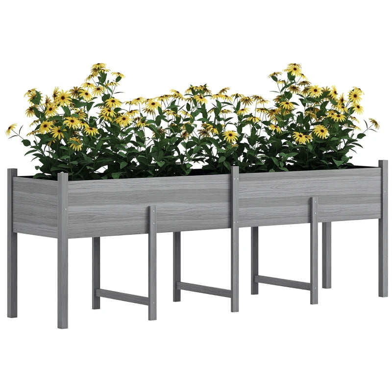 Wooden Raised Garden Bed Planter, Large Elevated Planter Box with Legs, Bed Liner and Drain Holes, Grey