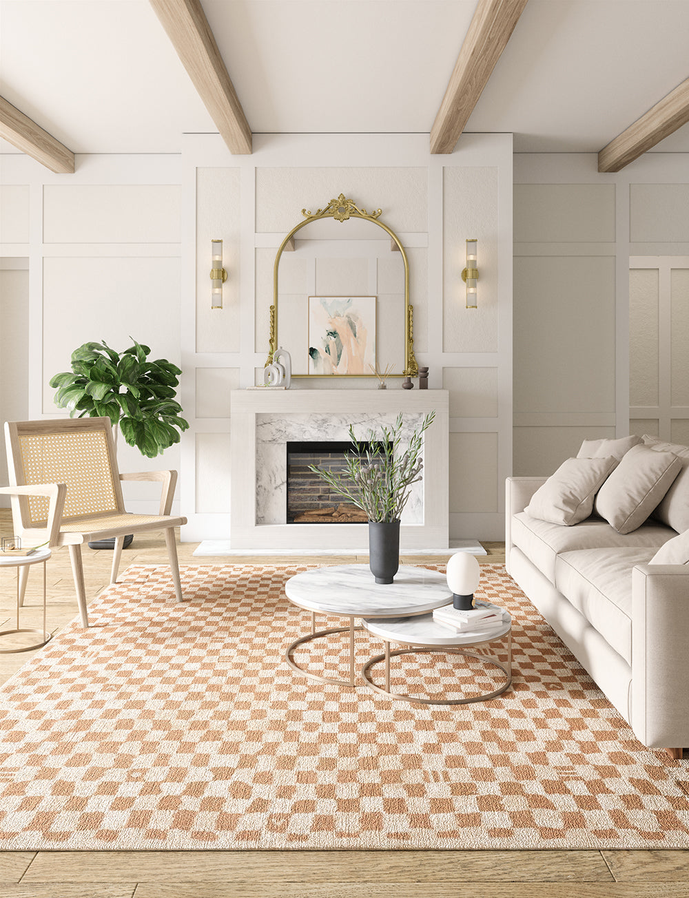 Metro Checkered Natural Rug