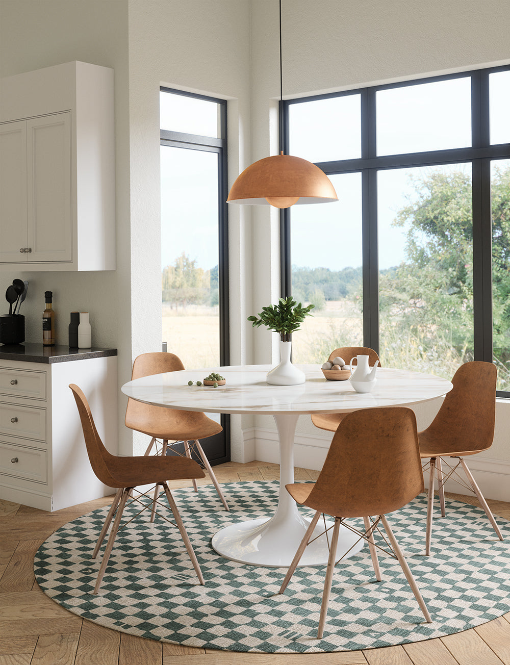 Metro Checkered Slate Green Rug