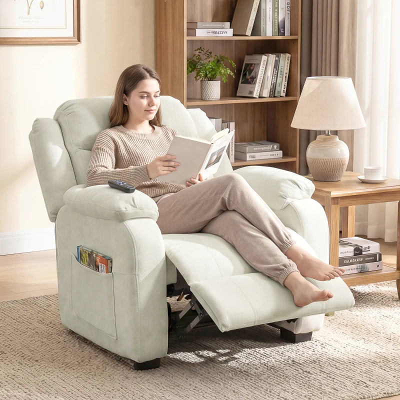 Massage Recliner Chair, Power Recliner with Quiet Brushless Motor, Remote, Pockets, 2 Memory Positions, Beige