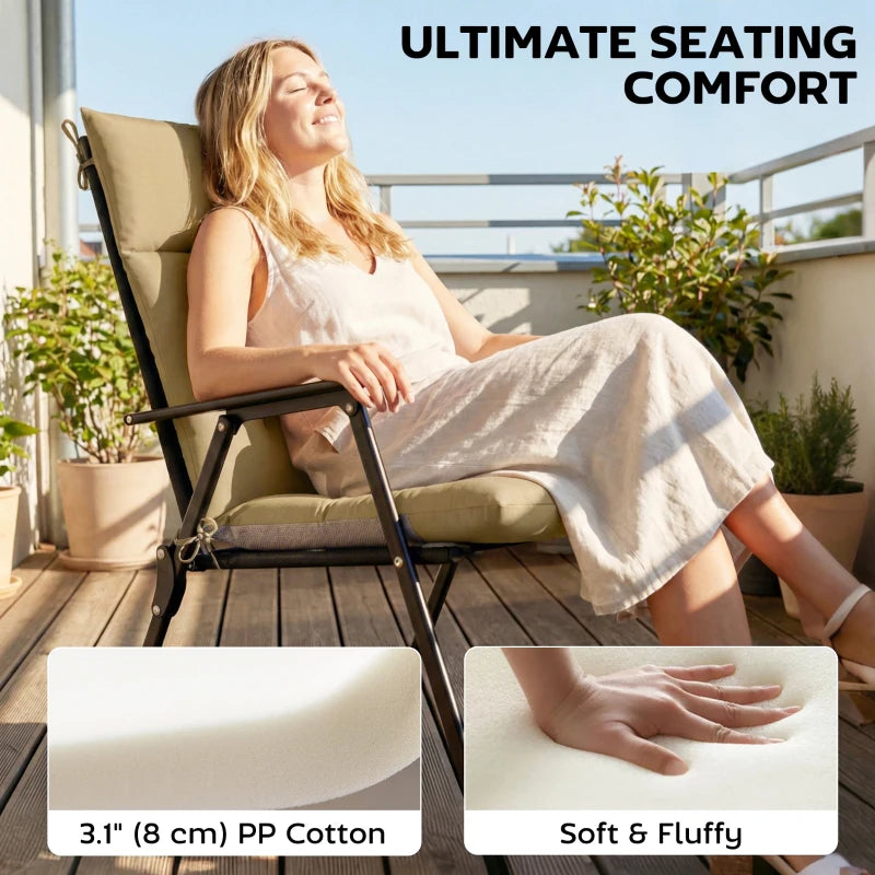 Patio Chair Cushions Set of 4, Waterproof Non-Slip Lounge Chair Cushions, 44"x21", Khaki