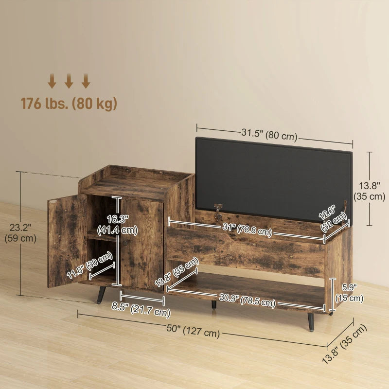 Storage Bench, Entryway Bench with Cushion, Hidden Storage, Compartments, Rustic Brown