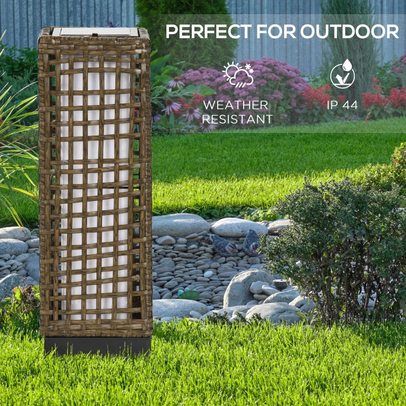 Wicker Solar Outdoor Lamp, Decorative Floor Lamp with Auto On/Off LED Lights, IP44 for Patio, Porch, Pathway, Sand