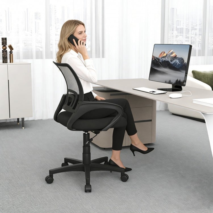 Mid-Back Mesh Office Chair Ergonomic Computer Chair with Lumbar Support-Black