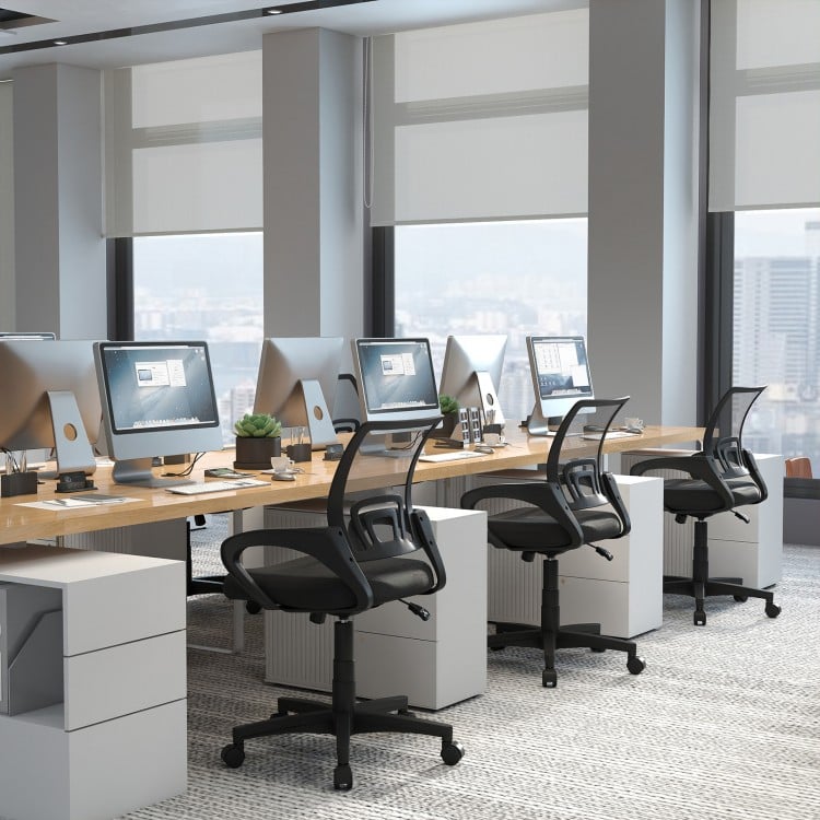 Mid-Back Mesh Office Chair Ergonomic Computer Chair with Lumbar Support-Black