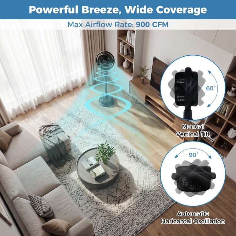 Misting Pedestal Fan Air Circulator with 90° Auto Oscillation Floor Standing Fan with 8 Speeds