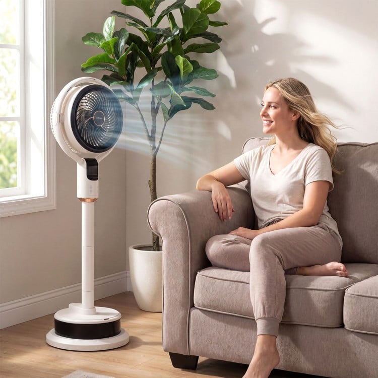 Misting Pedestal Fan Air Circulator with 90° Auto Oscillation Floor Standing Fan with 8 Speeds