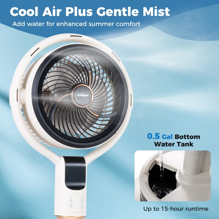 Misting Pedestal Fan Air Circulator with 90° Auto Oscillation Floor Standing Fan with 8 Speeds