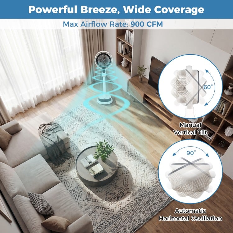 Misting Pedestal Fan Air Circulator with 90° Auto Oscillation Floor Standing Fan with 8 Speeds