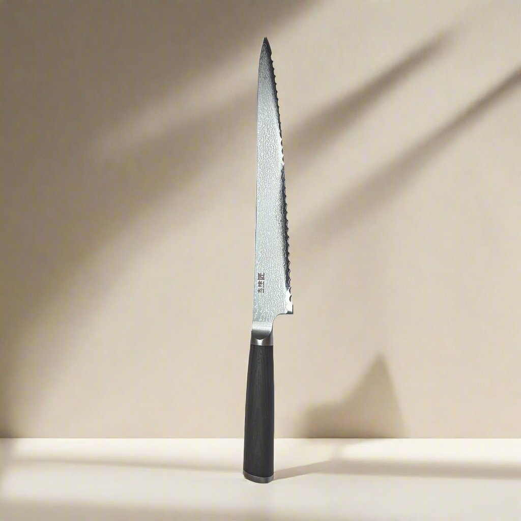 Miyako SUS 240mm Bread Slicer | 33 Layer Damascus Steel Blade – Made in Japan